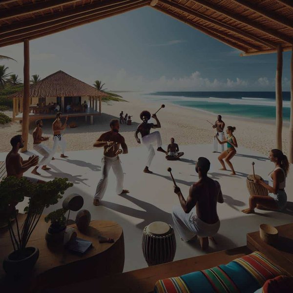 Où trouver une maison de plage au Brésil avec des leçons de capoeira pour les invités?